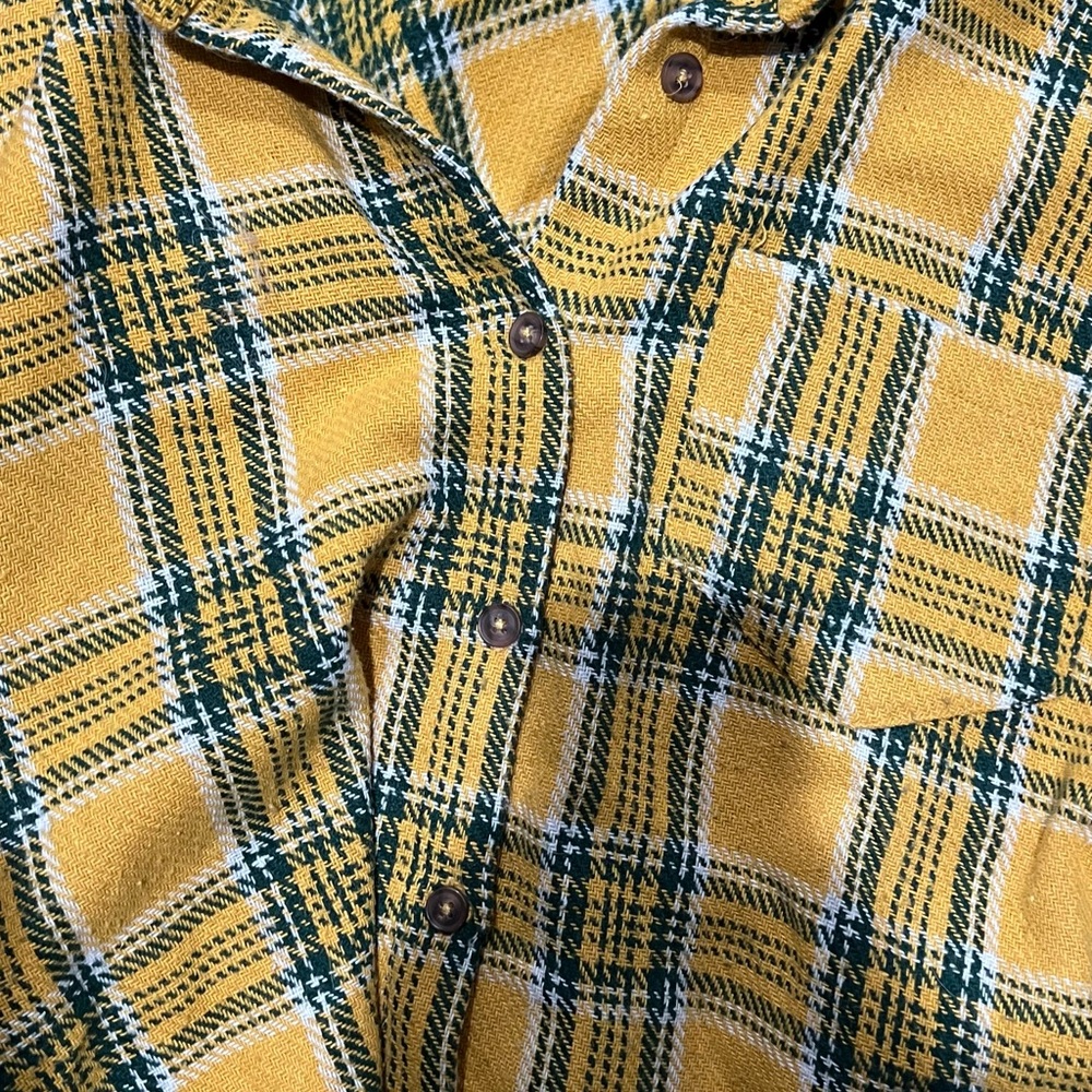 Honey Punch Yellow Plaid Button Down Shirt